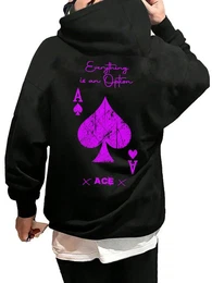 Kapuzenpullover Hoodie Herren Pullover Kapuzen Karte Pik Peak Poker Ass