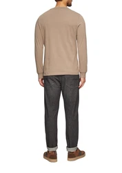 s.Oliver Langarmshirt mit Logo-Stickerei hellbraun / schwarz