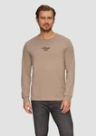 s.Oliver Langarmshirt mit Logo-Stickerei hellbraun / schwarz