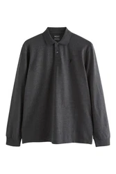 Next Langarm-Poloshirt Dunkelgrau/Grau/Hellgrau