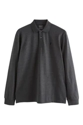 Next Langarm-Poloshirt Dunkelgrau/Grau/Hellgrau