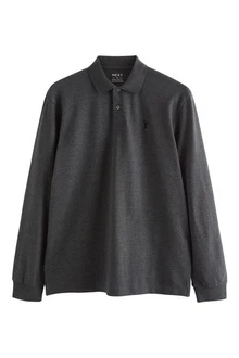 Next Langarm-Poloshirt Dunkelgrau/Grau/Hellgrau