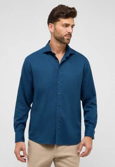 Eterna Langarmhemd COMFORT FIT EASY IRON Dunkelblau/Blau