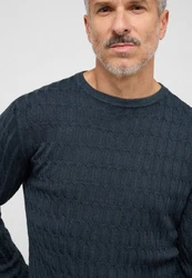 Eterna Strickpullover Dunkelblau/Grau