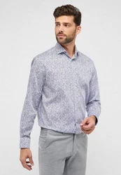Eterna Langarmhemd COMFORT FIT NON IRON Grau/Blau