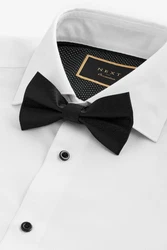 Next Langarmhemd Slim Fit Hemd und Krawatte Set Weiß/Schwarz/Dunkelblau