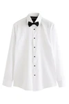 Next Langarmhemd Slim Fit Hemd und Krawatte Set Weiß/Schwarz/Dunkelblau