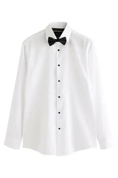Next Langarmhemd Slim Fit Hemd und Krawatte Set Weiß/Schwarz/Dunkelblau