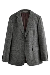 Next Sakko Slim Fit Donegal Anzugsakko Grau/Dunkelgrau