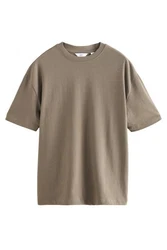 Next T-Shirt aus schwerem Stoff Khaki/Beige/Braun/Dunkelgrün