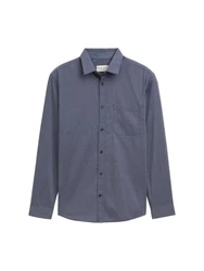 TOM TAILOR Langarmhemd Chambray Hemd Grau/Dunkelblau/Blau/Lila