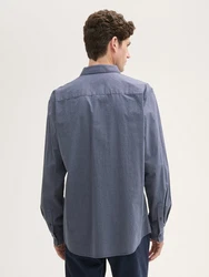 TOM TAILOR Langarmhemd Chambray Hemd Grau/Dunkelblau/Blau/Lila