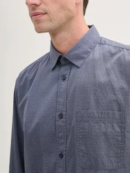 TOM TAILOR Langarmhemd Chambray Hemd Grau/Dunkelblau/Blau/Lila