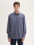 TOM TAILOR Langarmhemd Chambray Hemd Grau/Dunkelblau/Blau/Lila