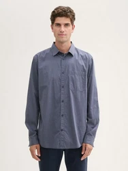 TOM TAILOR Langarmhemd Chambray Hemd Grau/Dunkelblau/Blau/Lila