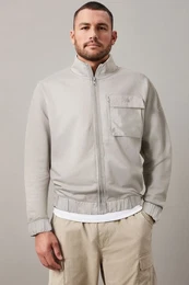 Sweatjacke Utility-Jacke mit Reiverschluss, ohne Kapuze (1-tlg)