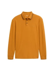 TOM TAILOR Langarm-Poloshirt mit Logo Print Gelb/Orange