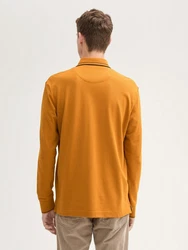 TOM TAILOR Langarm-Poloshirt mit Logo Print Gelb/Orange