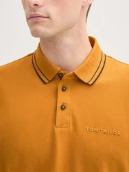 TOM TAILOR Langarm-Poloshirt mit Logo Print Gelb/Orange