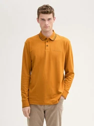 TOM TAILOR Langarm-Poloshirt mit Logo Print Gelb/Orange