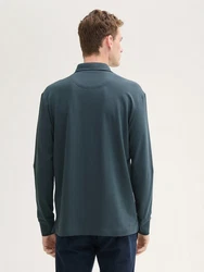 TOM TAILOR Langarm-Poloshirt mit Logo Print Grau/Dunkelgrau/Dunkelblau/Hellgrau