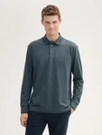 TOM TAILOR Langarm-Poloshirt mit Logo Print Grau/Dunkelgrau/Dunkelblau/Hellgrau