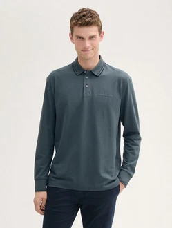 TOM TAILOR Langarm-Poloshirt mit Logo Print Grau/Dunkelgrau/Dunkelblau/Hellgrau TOM TAILOR Langarm-Poloshirt mit Logo Print Grau/Dunkelgrau/Dunkelblau/Hellgrau