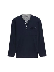 TOM TAILOR Langarmshirt mit Brusttasche Dunkelblau/Blau