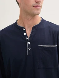 TOM TAILOR Langarmshirt mit Brusttasche Dunkelblau/Blau