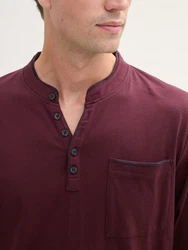 TOM TAILOR Langarmshirt mit Brusttasche Dunkelrot/Bordeaux/Lila