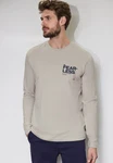 STREET ONE MEN Langarmshirt Khaki/Hellblau/Beige/Grau