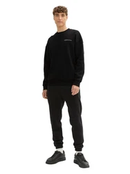 TOM TAILOR Denim Sweatshirt mit Textprint Schwarz/Hellblau