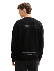 TOM TAILOR Denim Sweatshirt mit Textprint Schwarz/Hellblau