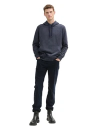 Rundhalspullover Hoodie in Melange Optik