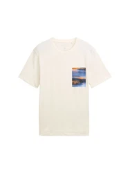 TOM TAILOR Denim T-Shirt mit Print Weiß/Creme/Khaki/Beige