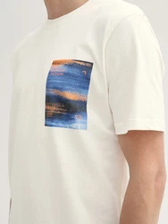 TOM TAILOR Denim T-Shirt mit Print Weiß/Creme/Khaki/Beige