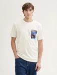 TOM TAILOR Denim T-Shirt mit Print Weiß/Creme/Khaki/Beige