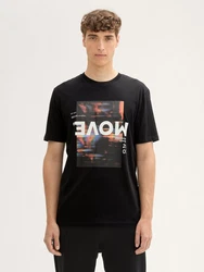 TOM TAILOR Denim T-Shirt mit Print Gelb/Schwarz/Grau