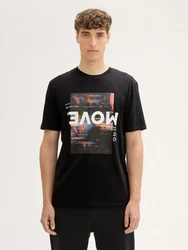 TOM TAILOR Denim T-Shirt mit Print Gelb/Schwarz/Grau