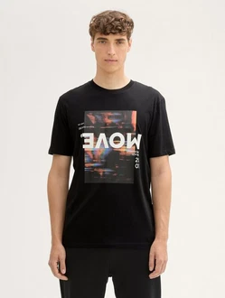 TOM TAILOR Denim T-Shirt mit Print Gelb/Schwarz/Grau