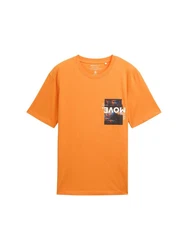 TOM TAILOR Denim T-Shirt mit Print Gelb/Orange