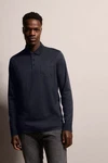 bugatti Langarm-Poloshirt Strukturoptik Dunkelblau/Blau