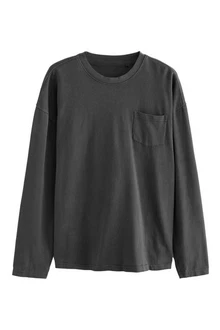 Next Stückgefärbtes T-Shirt aus schwerer Baumwolle Dunkelgrau/Grau/Hellgrau