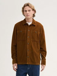 TOM TAILOR Denim Langarmhemd Relaxed Cord Overshirt Orange/Braun/Dunkelbraun/Beige