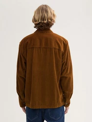 TOM TAILOR Denim Langarmhemd Relaxed Cord Overshirt Orange/Braun/Dunkelbraun/Beige