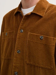 TOM TAILOR Denim Langarmhemd Relaxed Cord Overshirt Orange/Braun/Dunkelbraun/Beige
