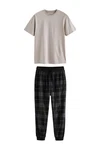Next Pyjama Motionflex Schlafanzug (2 tlg) Beige/Grau/Khaki/Hellgrau