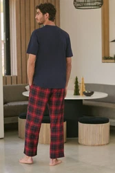 Next Pyjama Motionflex Schlafanzug (2 tlg) Dunkelblau/Dunkelrot/Rot/Lila