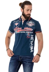 Cipo & Baxx Poloshirt Hellblau/Dunkelblau/Rot/Schwarz