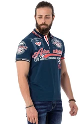 Cipo & Baxx Poloshirt Hellblau/Dunkelblau/Rot/Schwarz